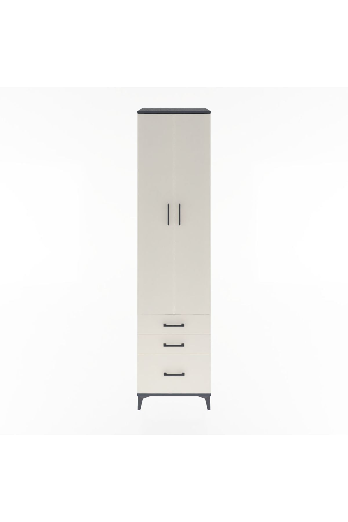 Hyperion Dolap 5 Raflı 3 Çekmeceli 2 Kapaklı 60x44x243 Antrasit-Aytaşı