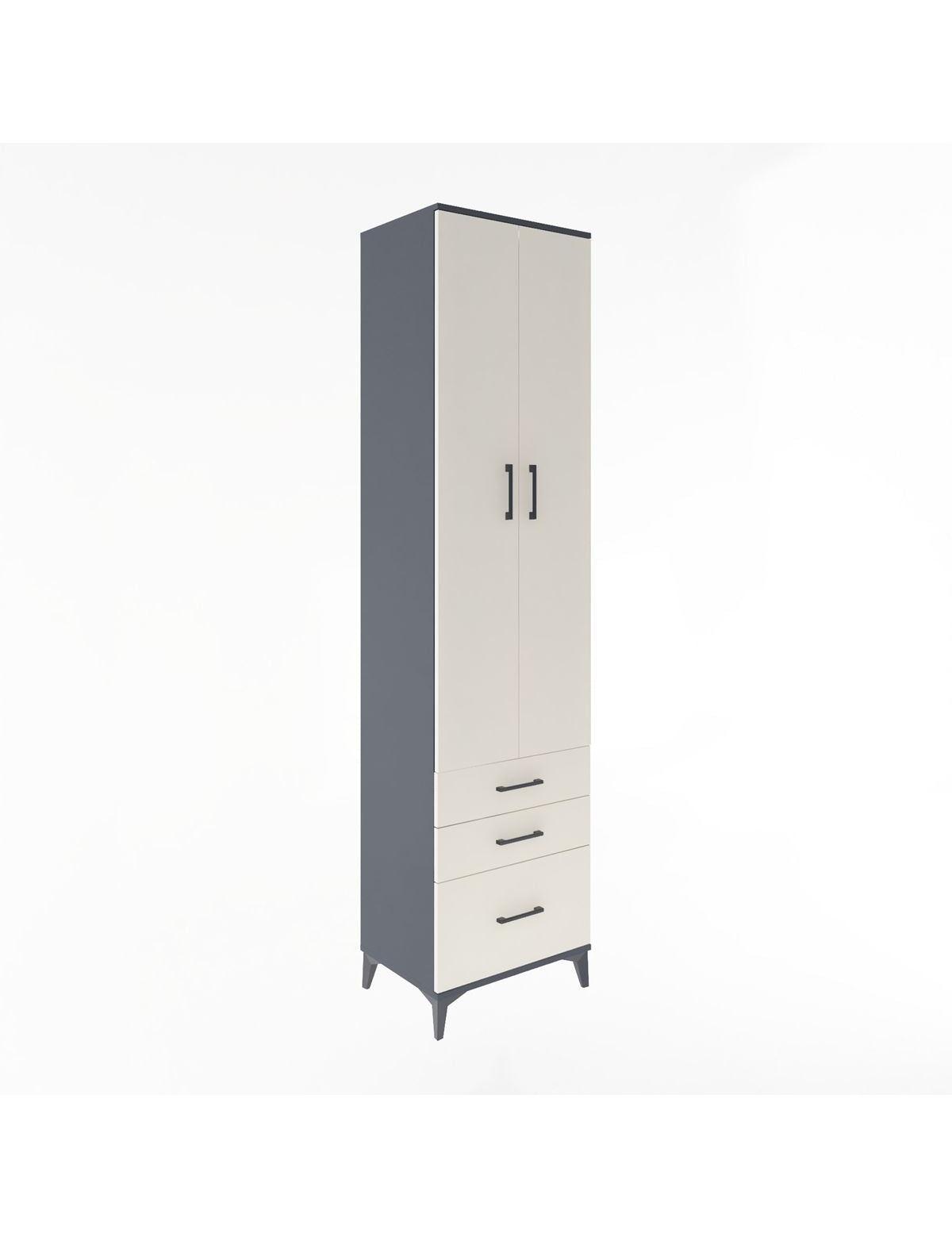 Hyperion Dolap 5 Raflı 3 Çekmeceli 2 Kapaklı 60x44x243 Antrasit-Aytaşı