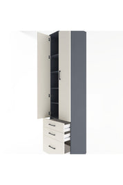 Hyperion Dolap 5 Raflı 3 Çekmeceli 2 Kapaklı 60x44x243 Antrasit-Aytaşı