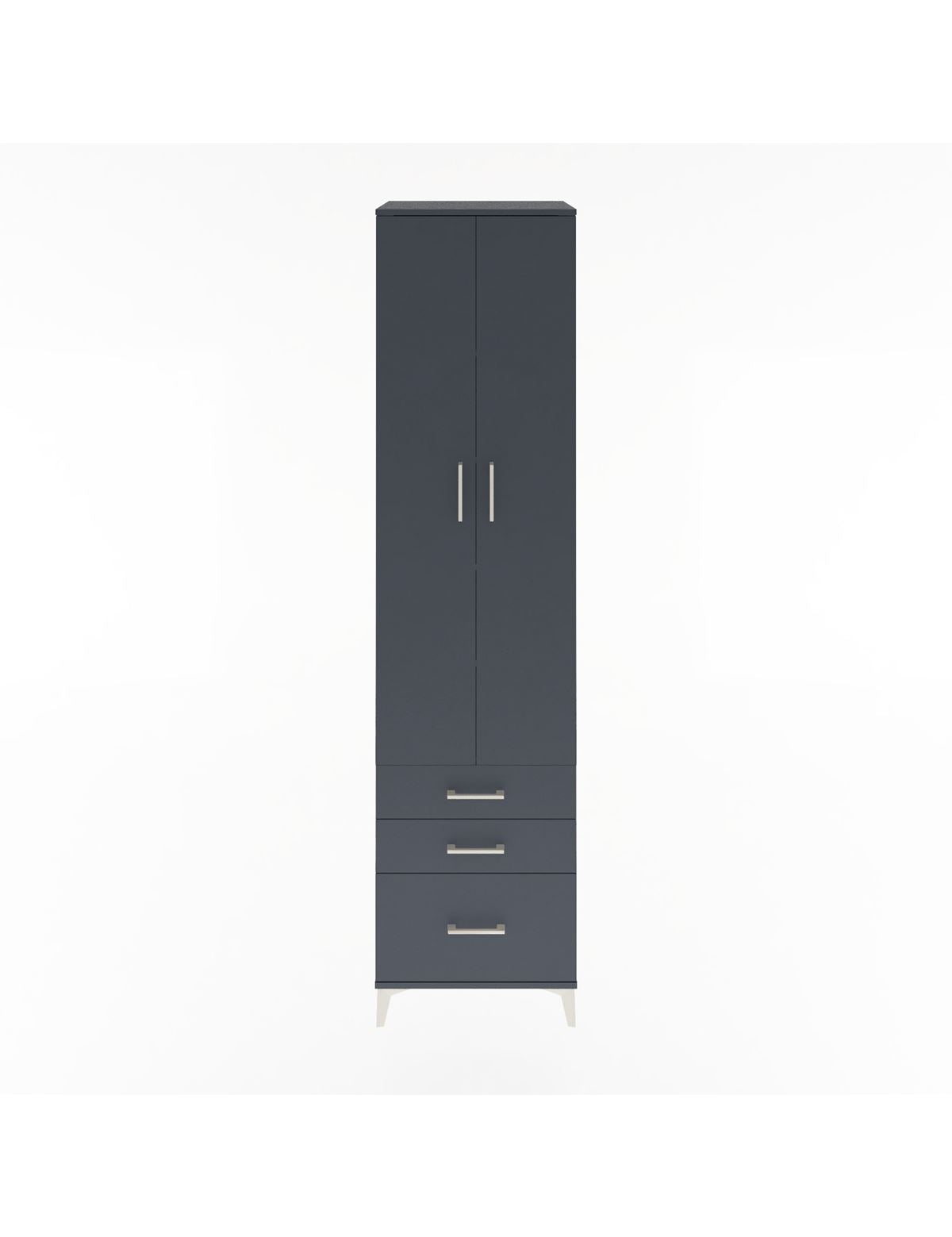 Hyperion Dolap 5 Raflı 3 Çekmeceli 2 Kapaklı 60x44x243 Antrasit-Antrasit