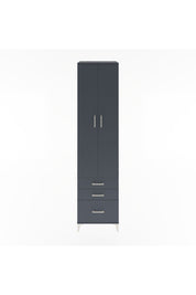 Hyperion Dolap 5 Raflı 3 Çekmeceli 2 Kapaklı 60x44x243 Antrasit-Antrasit