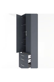 Hyperion Dolap 5 Raflı 3 Çekmeceli 2 Kapaklı 60x44x243 Antrasit-Antrasit
