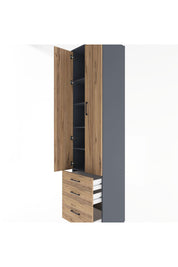 Hyperion Dolap 5 Raflı 3 Çekmeceli 2 Kapaklı 60x44x243 Antrasit-Çam