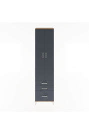 Hyperion Dolap 5 Raflı 3 Çekmeceli 2 Kapaklı 60x44x243 Çam-Antrasit