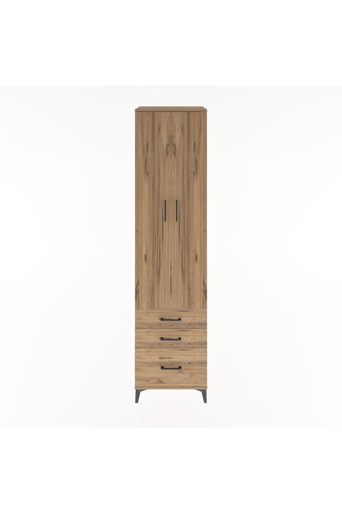 Hyperion Dolap 5 Raflı 3 Çekmeceli 2 Kapaklı 60x44x243 Çam-Çam