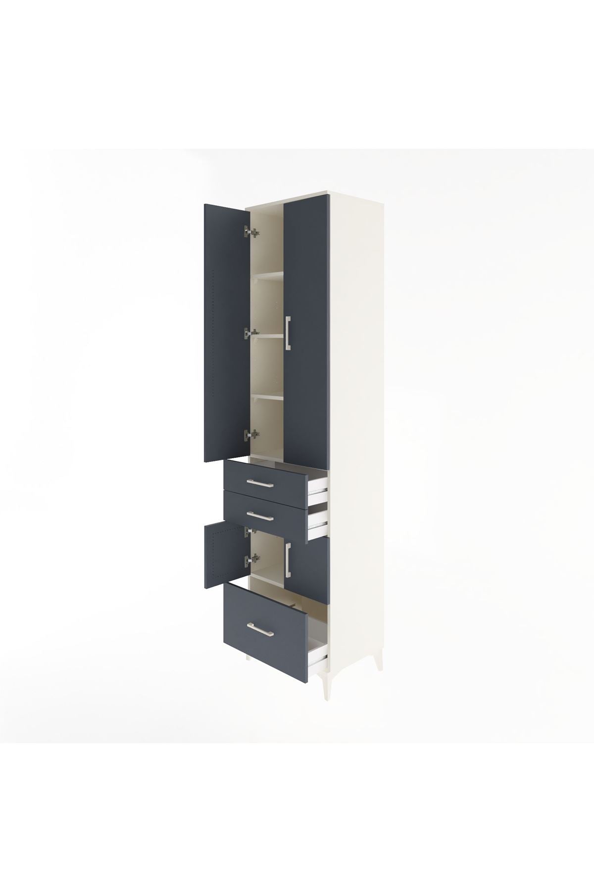 Hyperion Dolap 5 Raflı 3 Çekmeceli 4 Kapaklı 60x44x243 Aytaşı-Antrasit