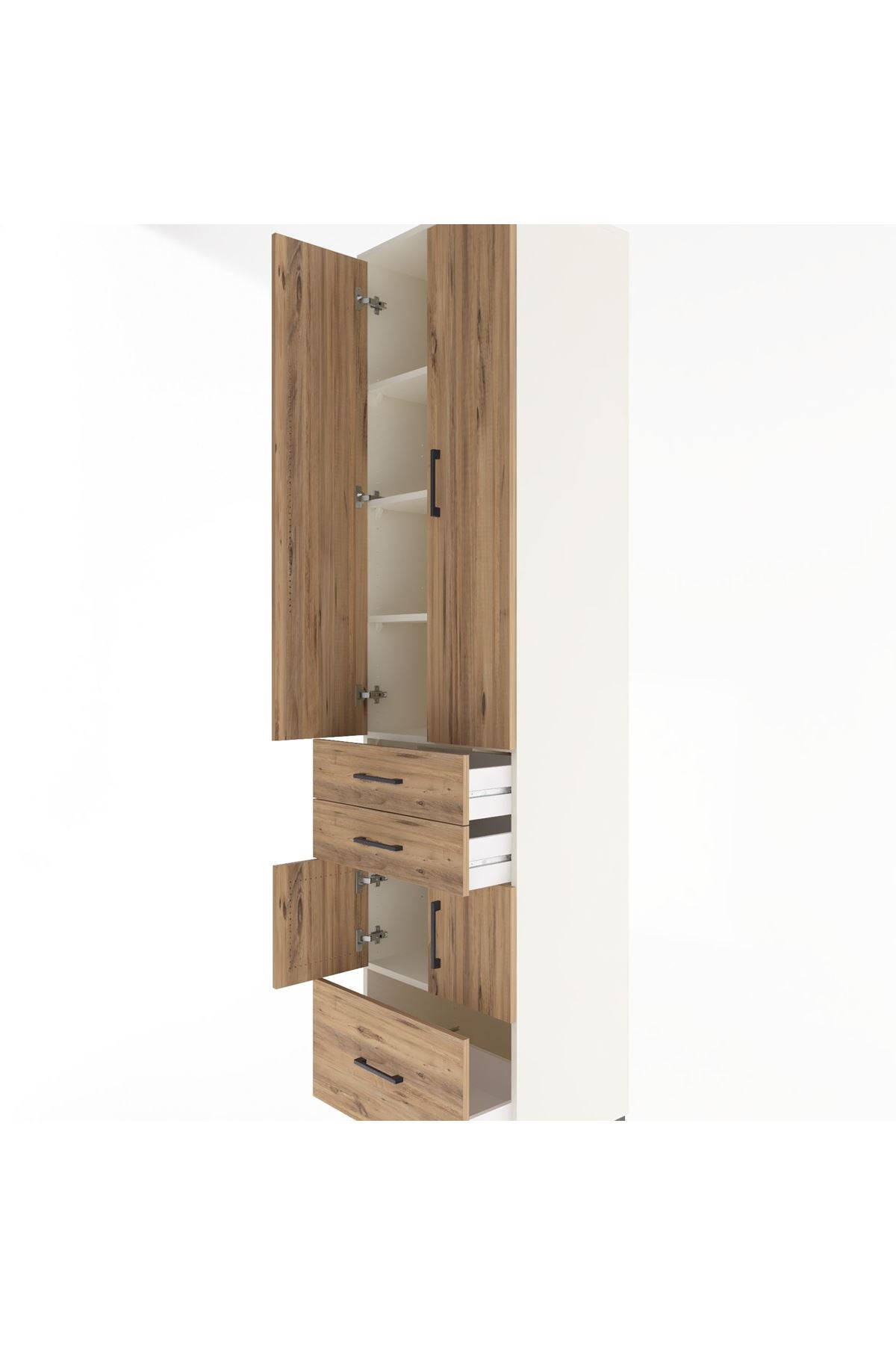 Hyperion Dolap 5 Raflı 3 Çekmeceli 4 Kapaklı 60x44x243 Aytaşı-Çam