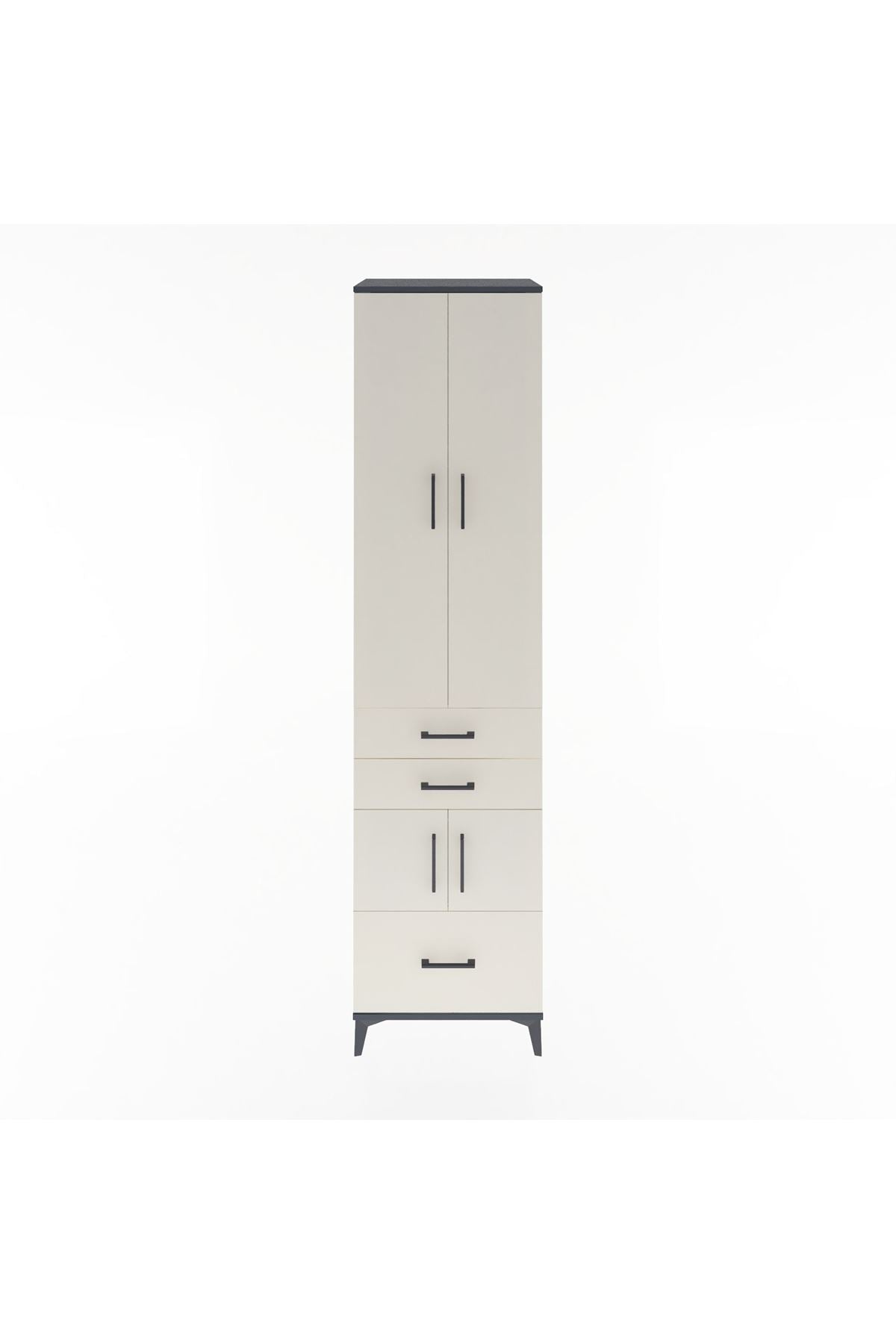 Hyperion Dolap 5 Raflı 3 Çekmeceli 4 Kapaklı 60x44x243 Antrasit-Aytaşı