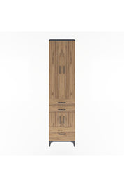 Hyperion Dolap 5 Raflı 3 Çekmeceli 4 Kapaklı 60x44x243 Antrasit-Çam