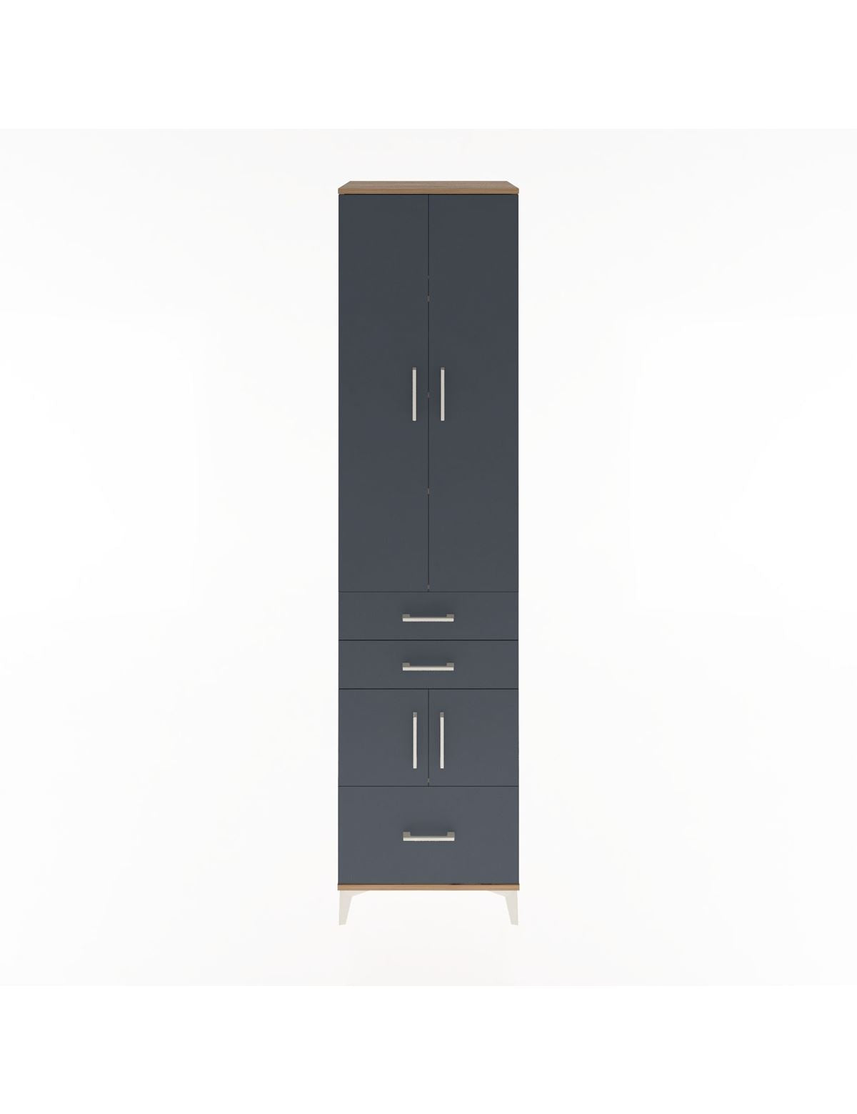 Hyperion Dolap 5 Raflı 3 Çekmeceli 4 Kapaklı 60x44x243 Çam-Antrasit