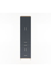 Hyperion Dolap 5 Raflı 3 Çekmeceli 4 Kapaklı 60x44x243 Çam-Antrasit