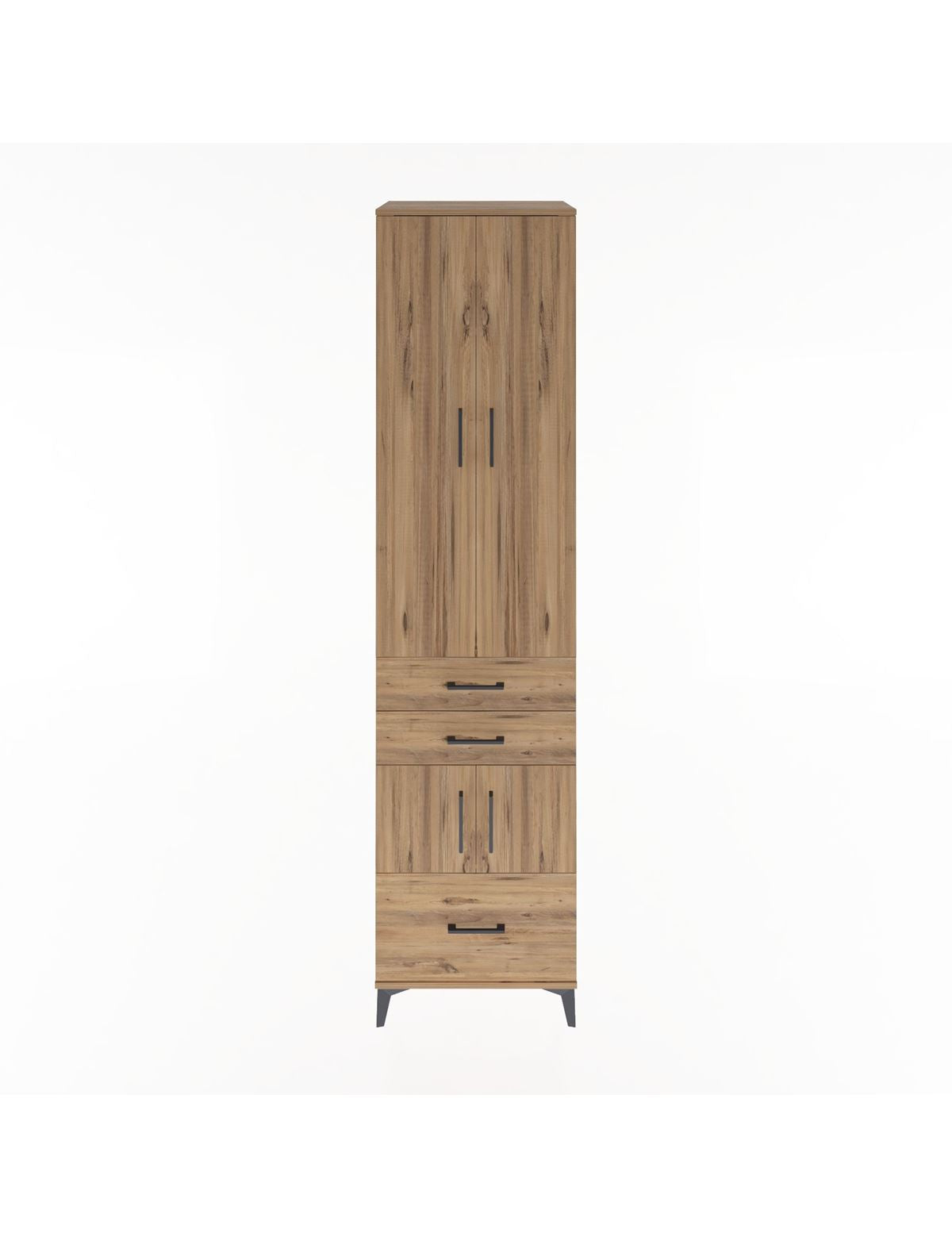 Hyperion Dolap 5 Raflı 3 Çekmeceli 4 Kapaklı 60x44x243 Çam-Çam