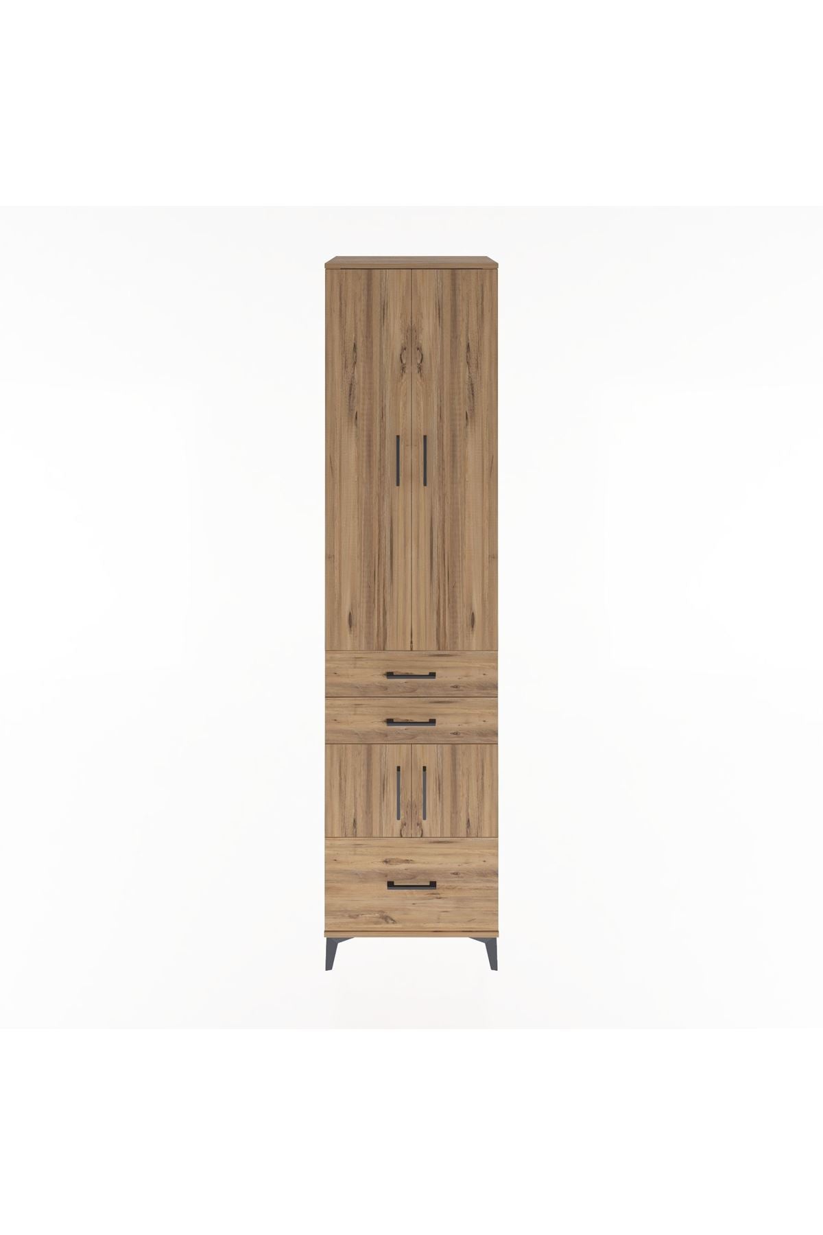 Hyperion Dolap 5 Raflı 3 Çekmeceli 4 Kapaklı 60x44x243 Çam-Çam