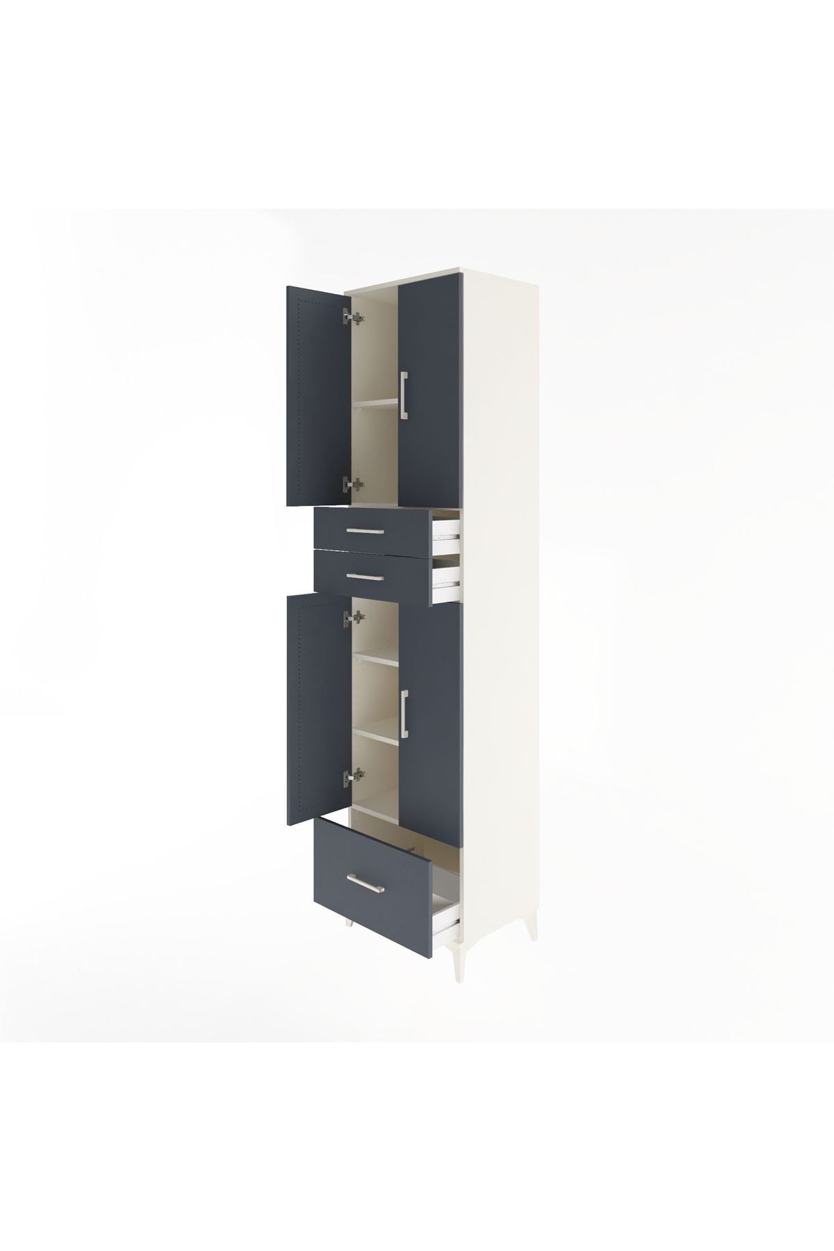 Hyperion Dolap 5 Raflı 3 Çekmeceli 4 Kapaklı 60x44x243 Aytaşı-Antrasit