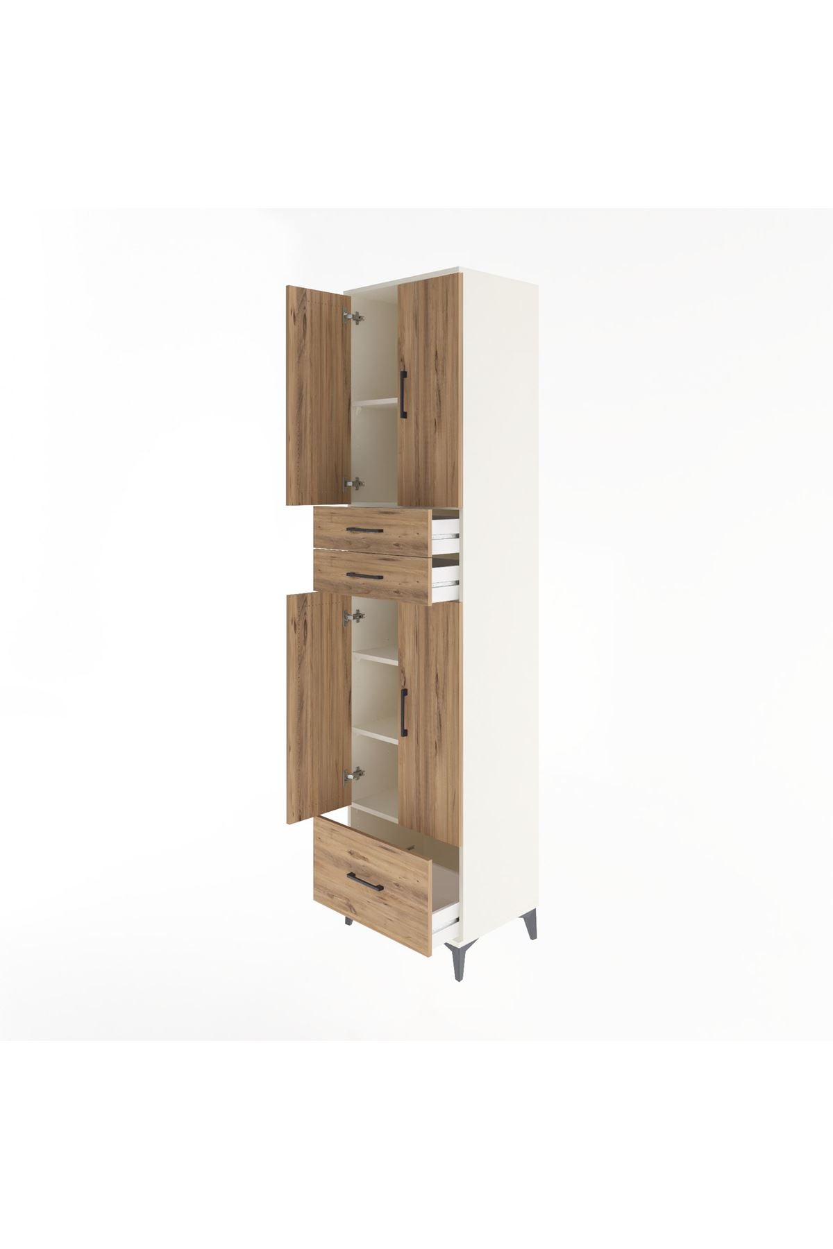 Hyperion Dolap 5 Raflı 3 Çekmeceli 4 Kapaklı 60x44x243 Aytaşı-Çam