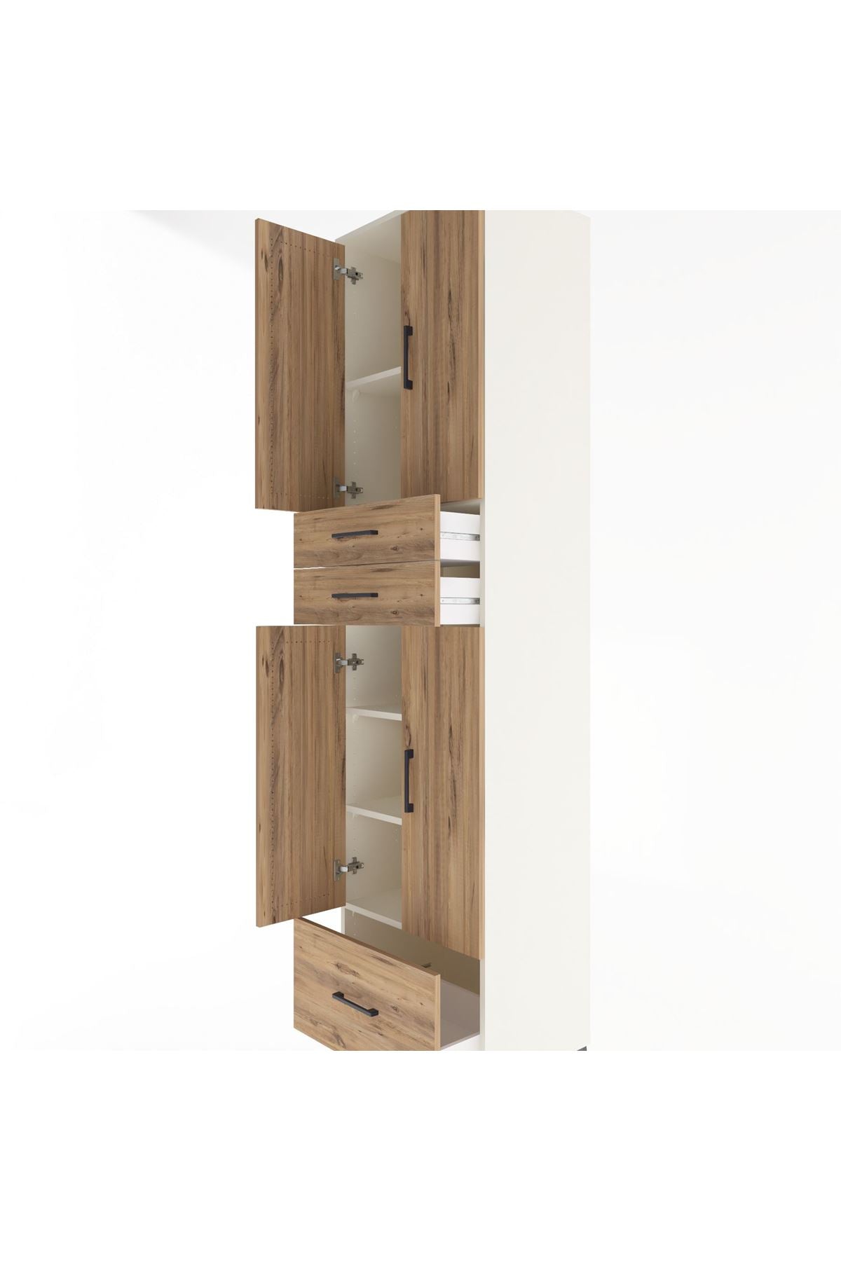 Hyperion Dolap 5 Raflı 3 Çekmeceli 4 Kapaklı 60x44x243 Aytaşı-Çam