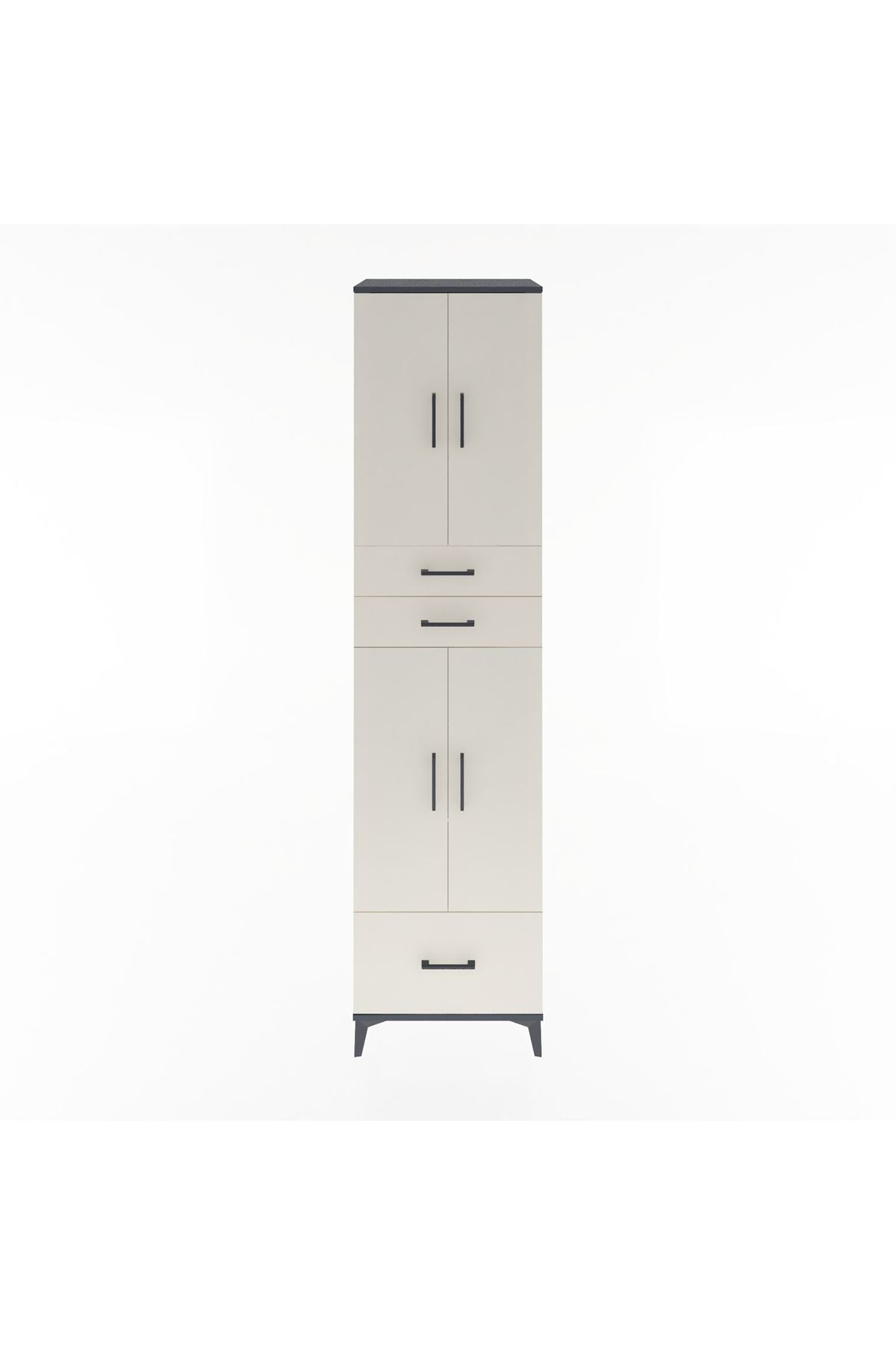 Hyperion Dolap 5 Raflı 3 Çekmeceli 4 Kapaklı 60x44x243 Antrasit-Aytaşı