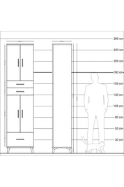Hyperion Dolap 5 Raflı 3 Çekmeceli 4 Kapaklı 60x44x243 Antrasit-Antrasit