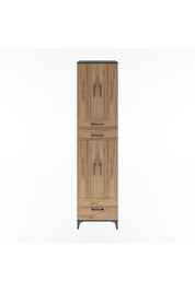 Hyperion Dolap 5 Raflı 3 Çekmeceli 4 Kapaklı 60x44x243 Antrasit-Çam