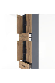 Hyperion Dolap 5 Raflı 3 Çekmeceli 4 Kapaklı 60x44x243 Antrasit-Çam