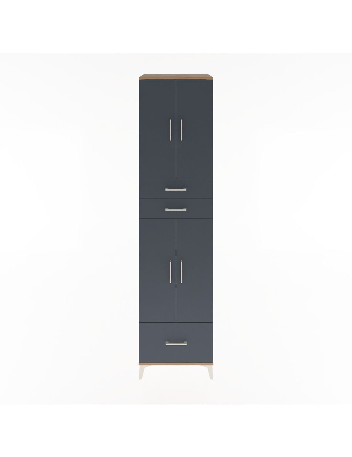 Hyperion Dolap 5 Raflı 3 Çekmeceli 4 Kapaklı 60x44x243 Çam-Antrasit