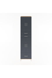 Hyperion Dolap 5 Raflı 3 Çekmeceli 4 Kapaklı 60x44x243 Çam-Antrasit