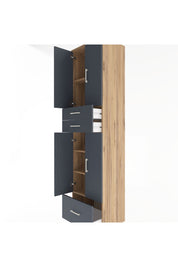 Hyperion Dolap 5 Raflı 3 Çekmeceli 4 Kapaklı 60x44x243 Çam-Antrasit