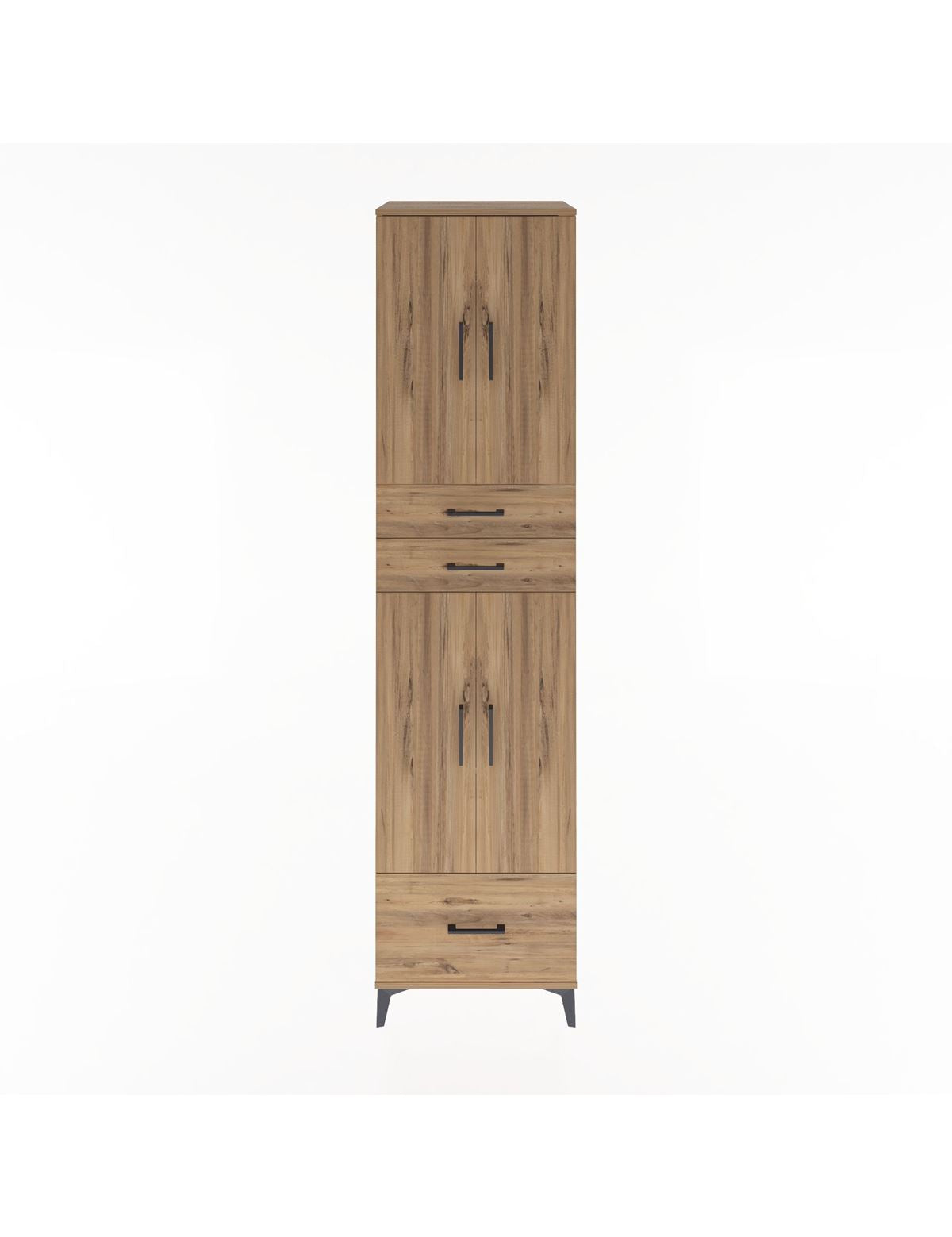 Hyperion Dolap 5 Raflı 3 Çekmeceli 4 Kapaklı 60x44x243 Çam-Çam