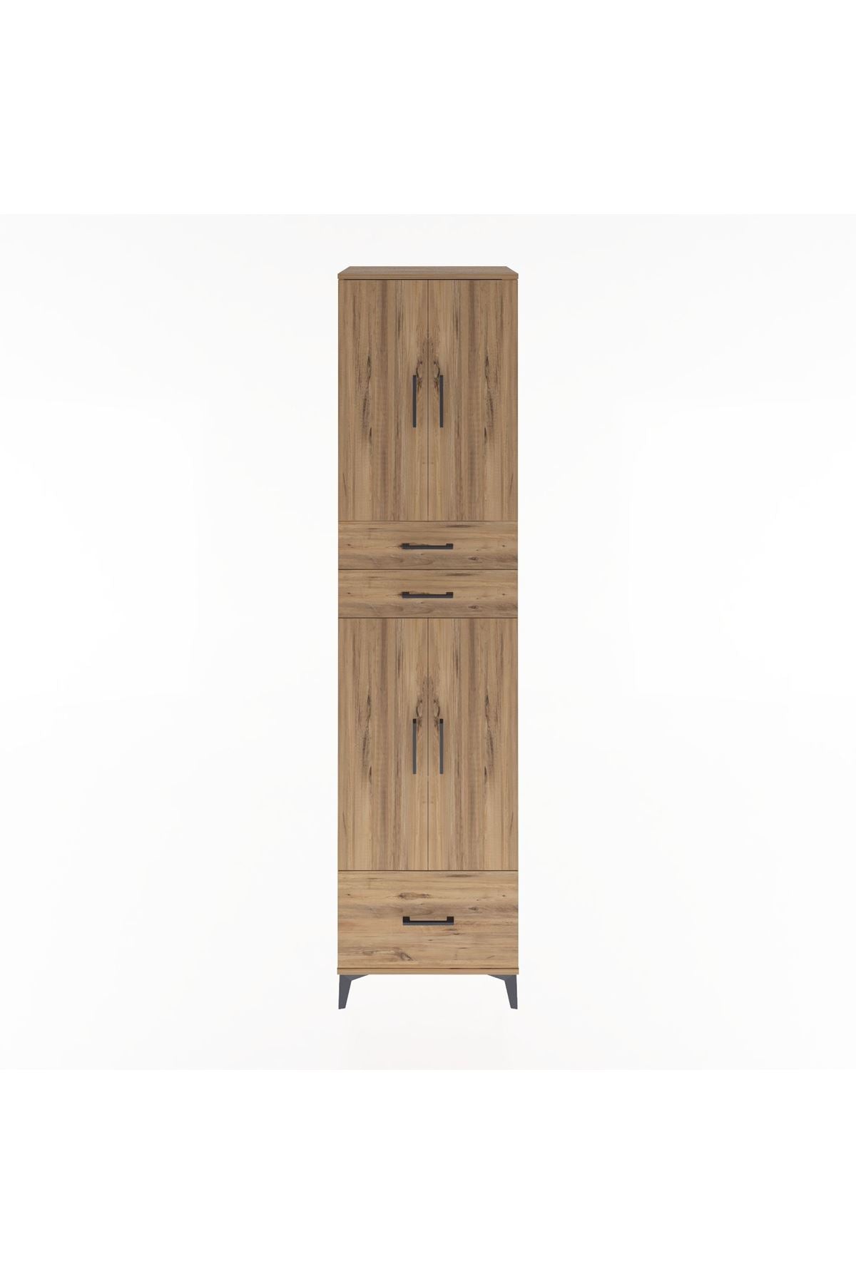 Hyperion Dolap 5 Raflı 3 Çekmeceli 4 Kapaklı 60x44x243 Çam-Çam