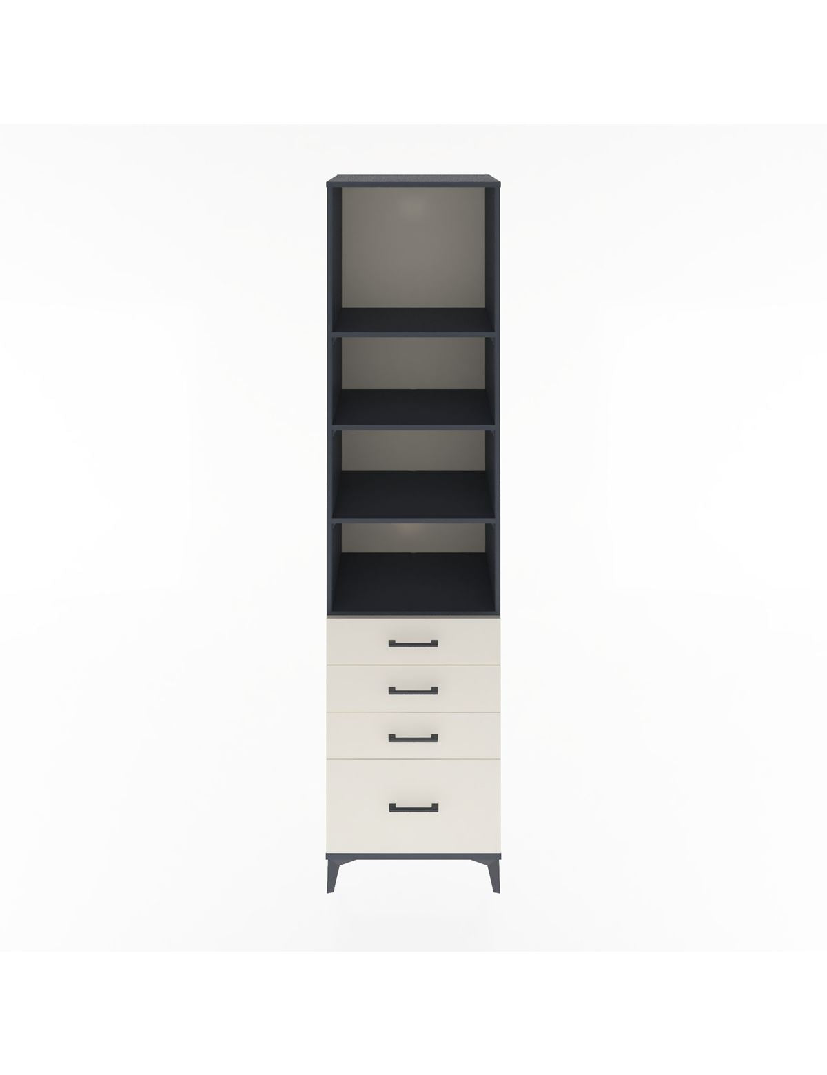 Hyperion Dolap 4 Raflı 4 Çekmeceli 60x44x243 Antrasit-Aytaşı