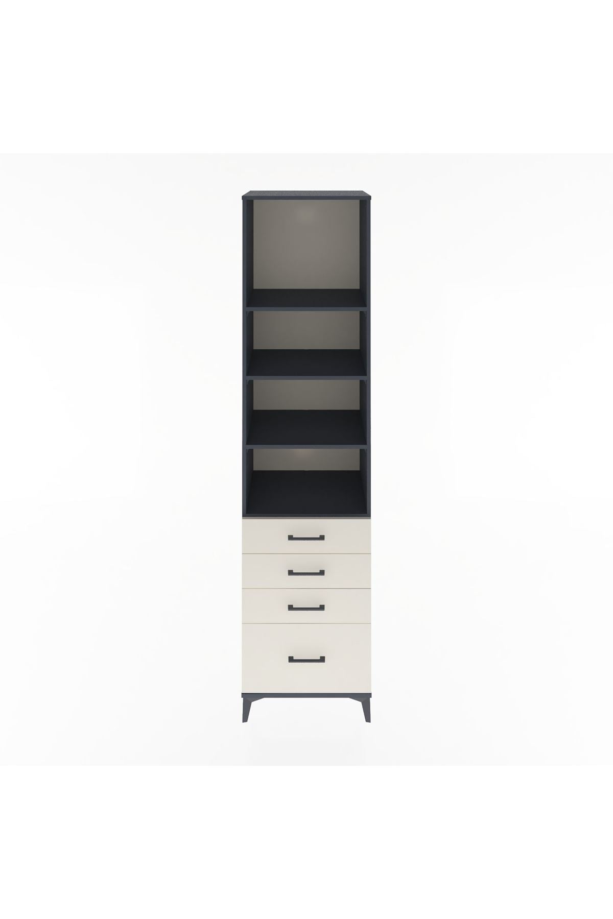 Hyperion Dolap 4 Raflı 4 Çekmeceli 60x44x243 Antrasit-Aytaşı