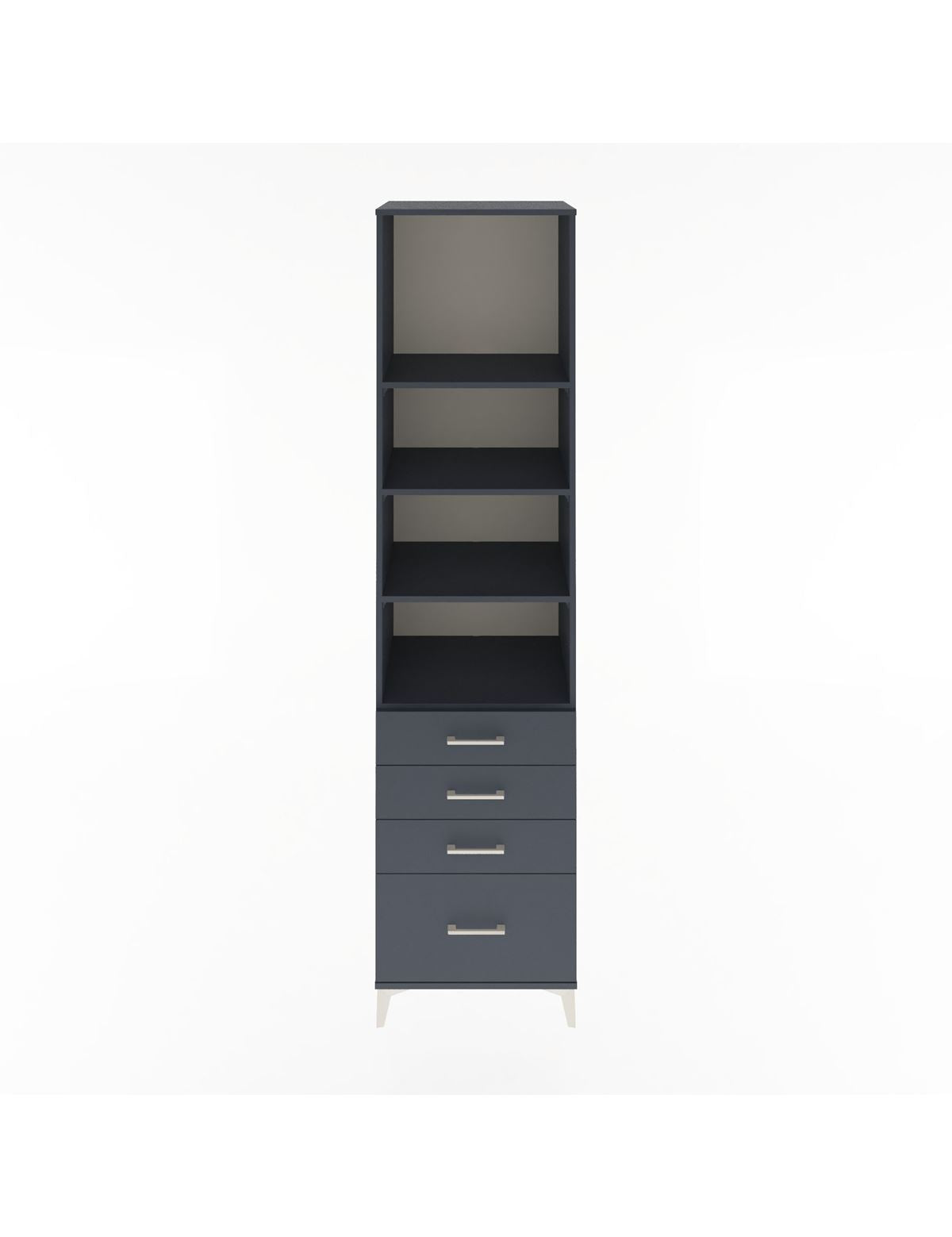 Hyperion Dolap 4 Raflı 4 Çekmeceli 60x44x243 Antrasit-Antrasit
