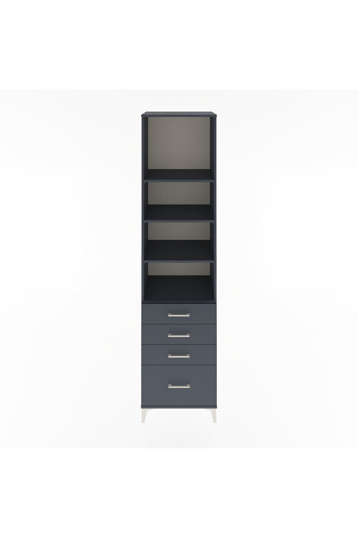 Hyperion Dolap 4 Raflı 4 Çekmeceli 60x44x243 Antrasit-Antrasit