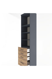 Hyperion Dolap 4 Raflı 4 Çekmeceli 60x44x243 Antrasit-Çam