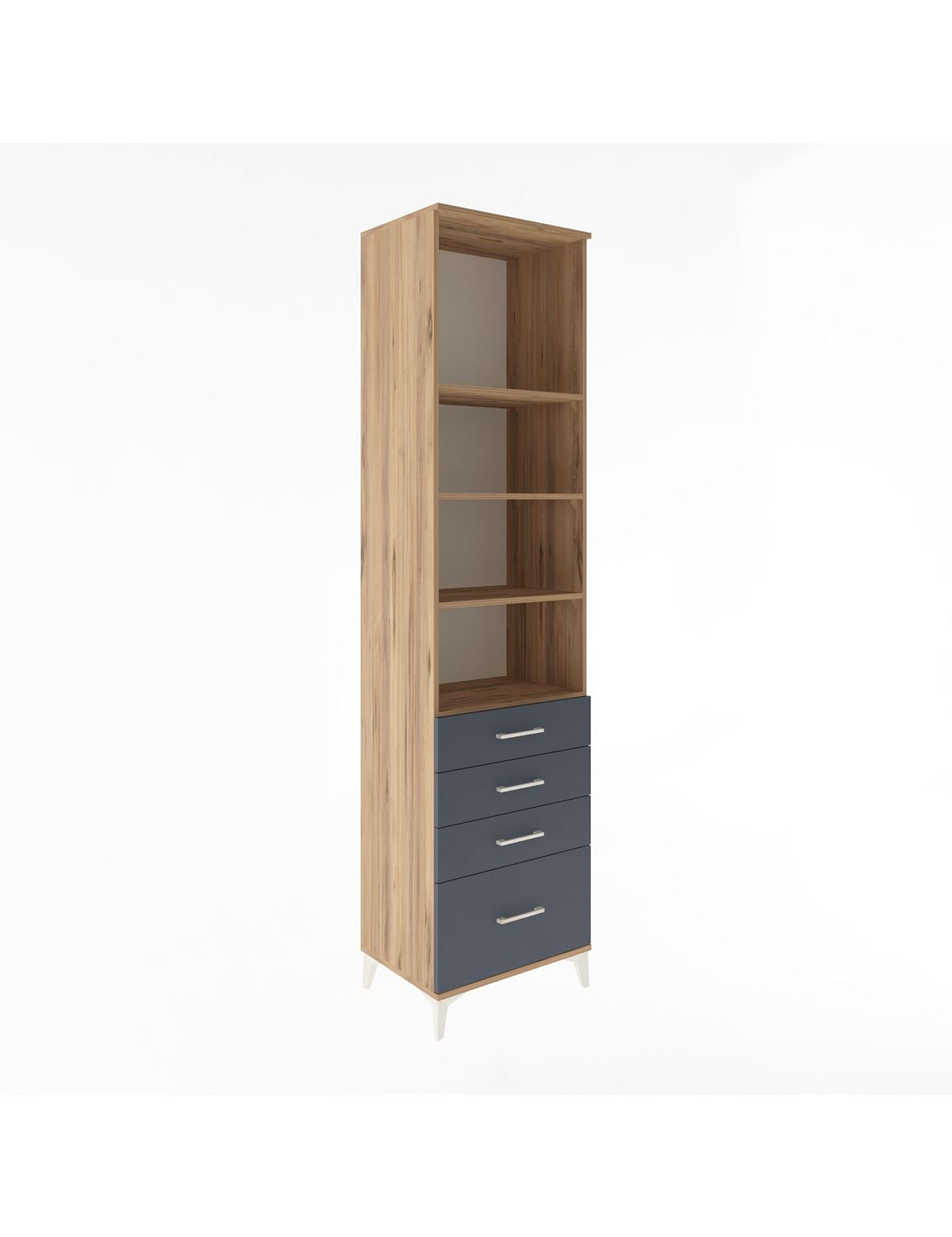 Hyperion Dolap 4 Raflı 4 Çekmeceli 60x44x243 Çam-Antrasit