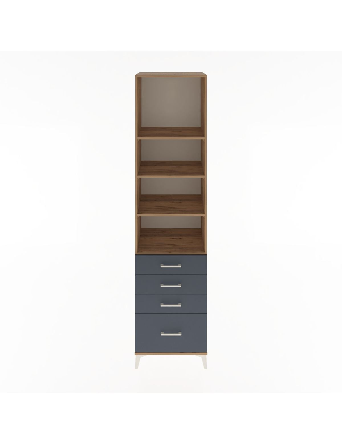 Hyperion Dolap 4 Raflı 4 Çekmeceli 60x44x243 Çam-Antrasit