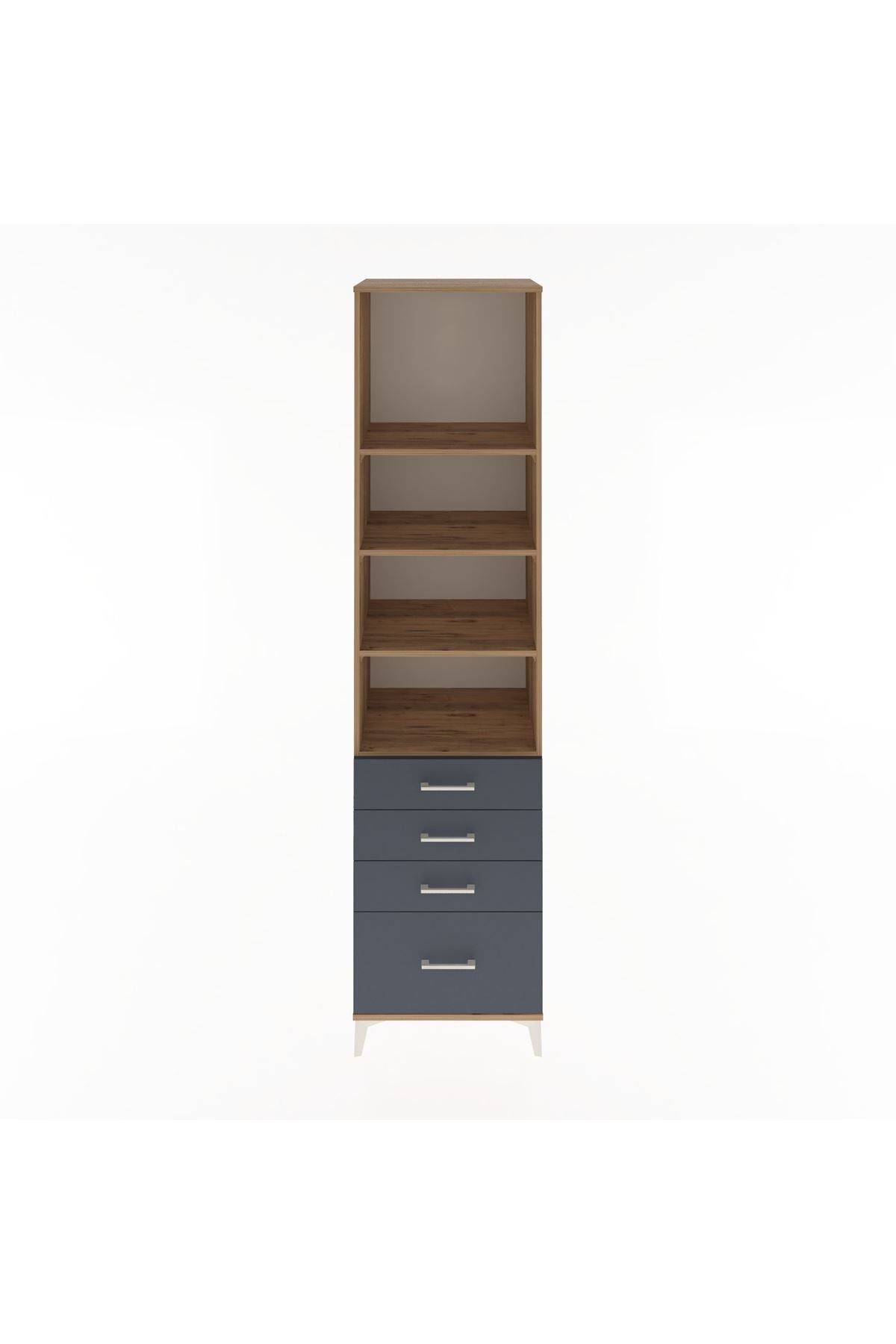 Hyperion Dolap 4 Raflı 4 Çekmeceli 60x44x243 Çam-Antrasit