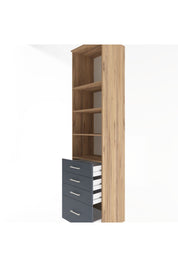 Hyperion Dolap 4 Raflı 4 Çekmeceli 60x44x243 Çam-Antrasit