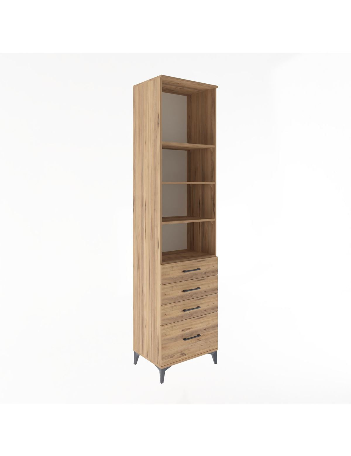 Hyperion Dolap 4 Raflı 4 Çekmeceli 60x44x243 Çam-Çam