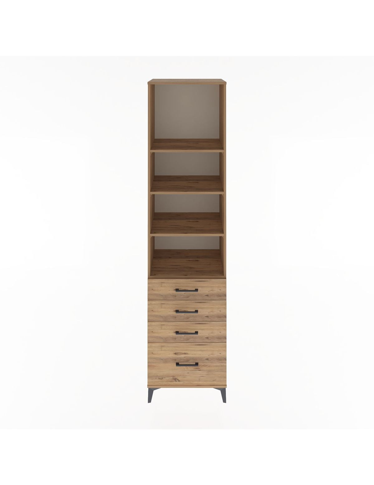 Hyperion Dolap 4 Raflı 4 Çekmeceli 60x44x243 Çam-Çam