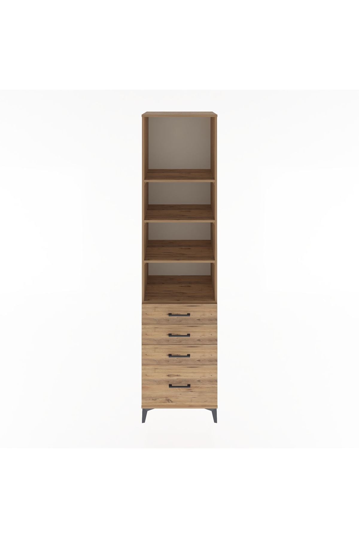 Hyperion Dolap 4 Raflı 4 Çekmeceli 60x44x243 Çam-Çam