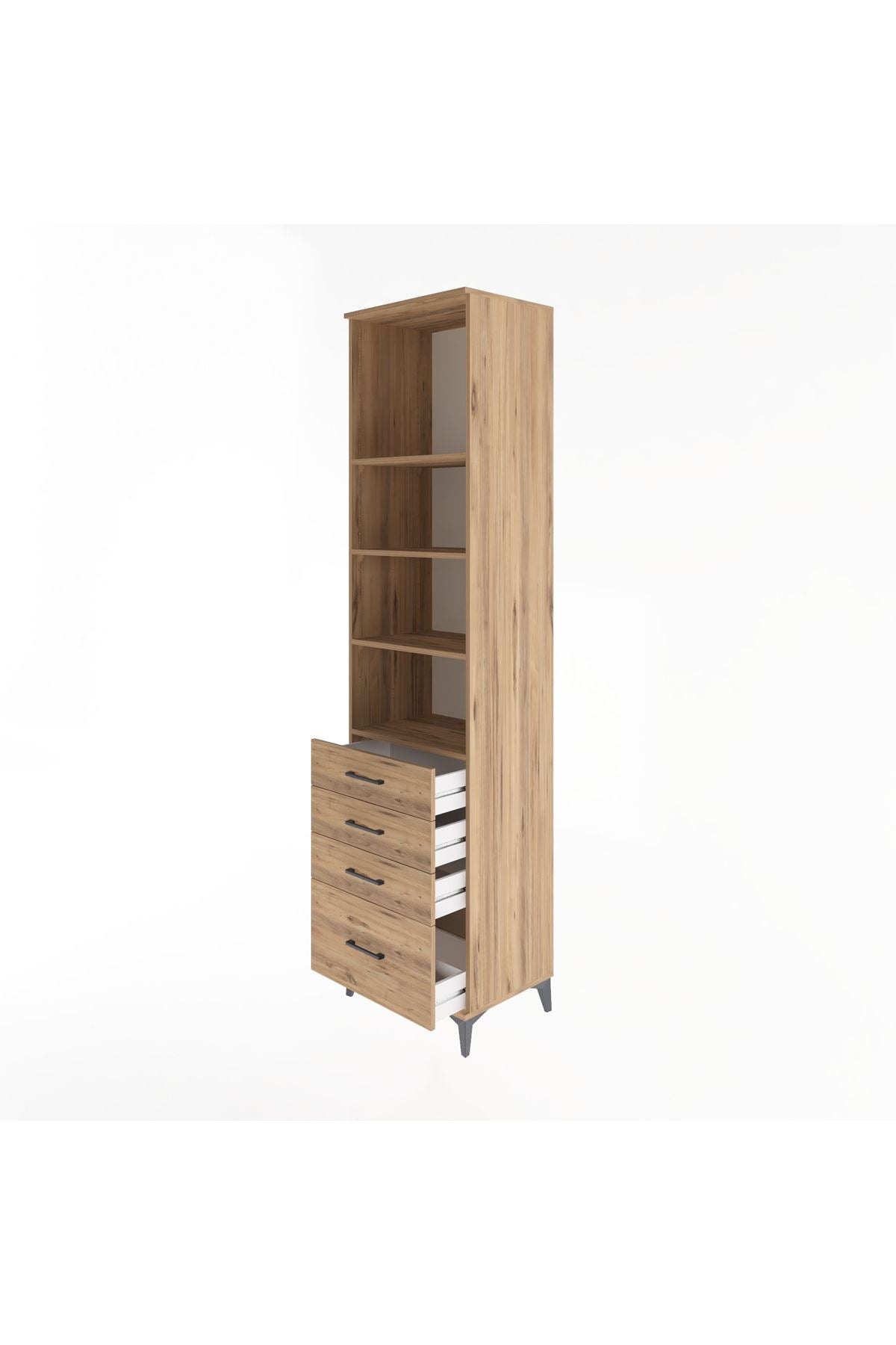 Hyperion Dolap 4 Raflı 4 Çekmeceli 60x44x243 Çam-Çam