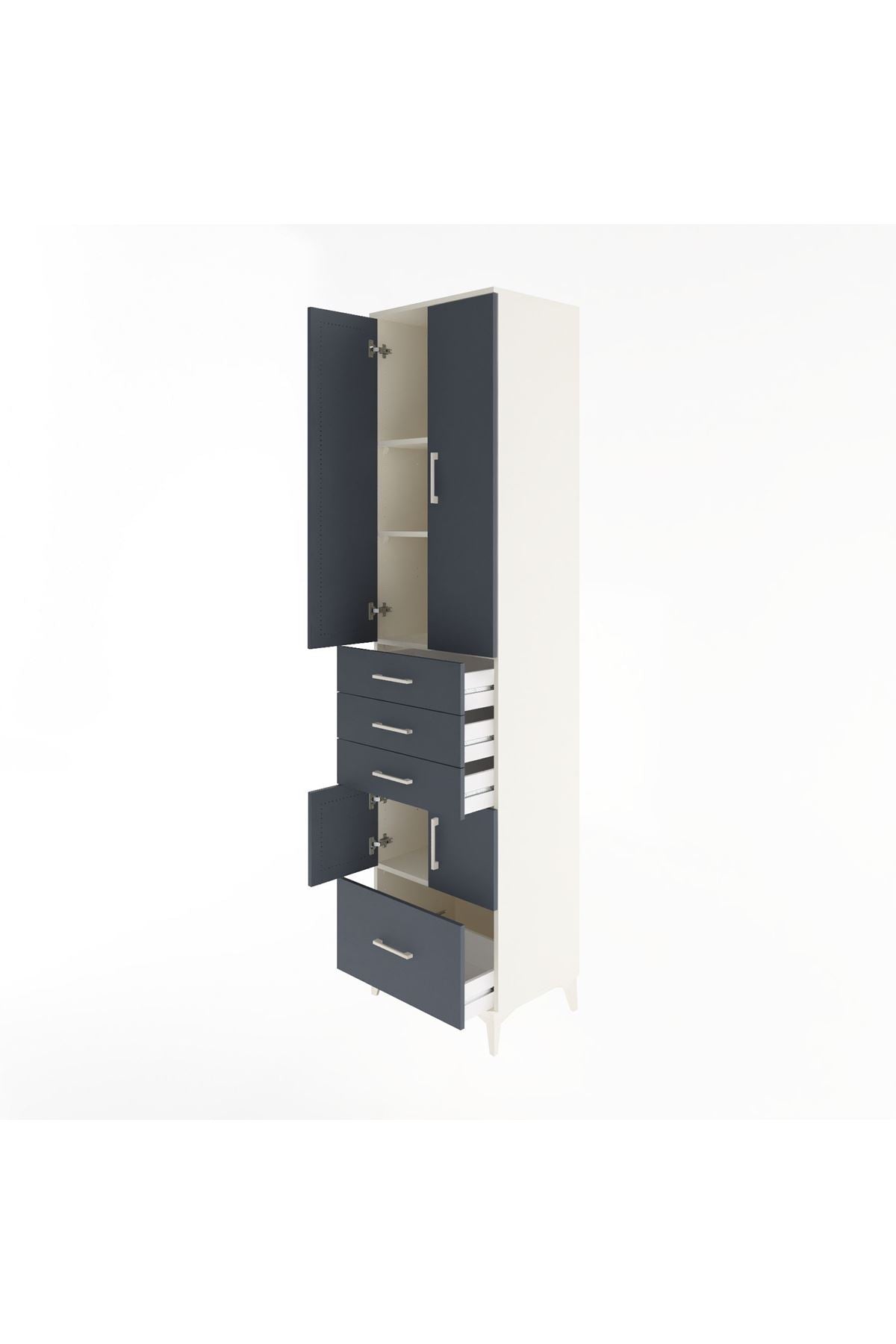 Hyperion Dolap 4 Raflı 4 Çekmeceli 4 Kapaklı 60x44x243 Aytaşı-Antrasit