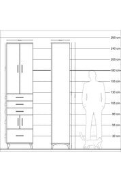 Hyperion Dolap 4 Raflı 4 Çekmeceli 4 Kapaklı 60x44x243 Aytaşı-Çam