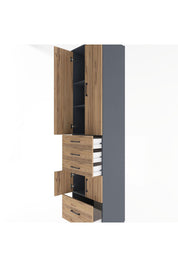Hyperion Dolap 4 Raflı 4 Çekmeceli 4 Kapaklı 60x44x243 Antrasit-Çam