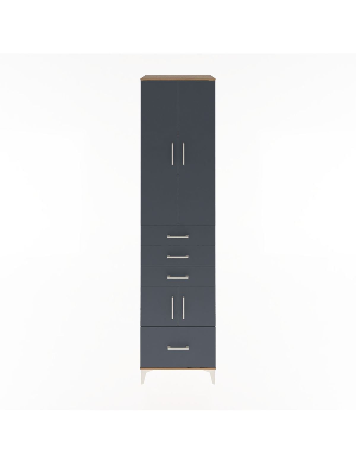Hyperion Dolap 4 Raflı 4 Çekmeceli 4 Kapaklı 60x44x243 Çam-Antrasit