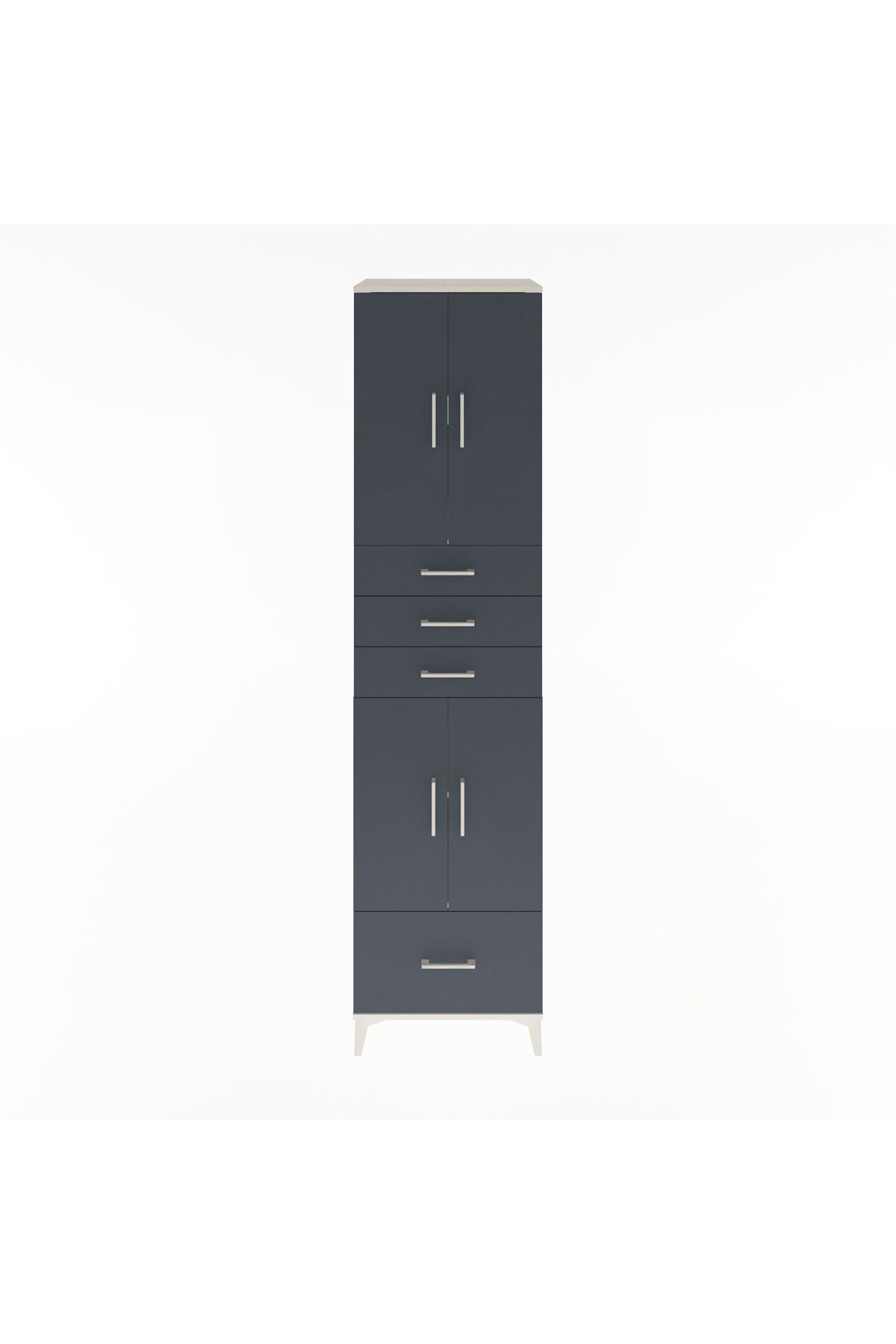 Hyperion Dolap 4 Raflı 4 Çekmeceli 4 Kapaklı 60x44x243 Aytaşı-Antrasit