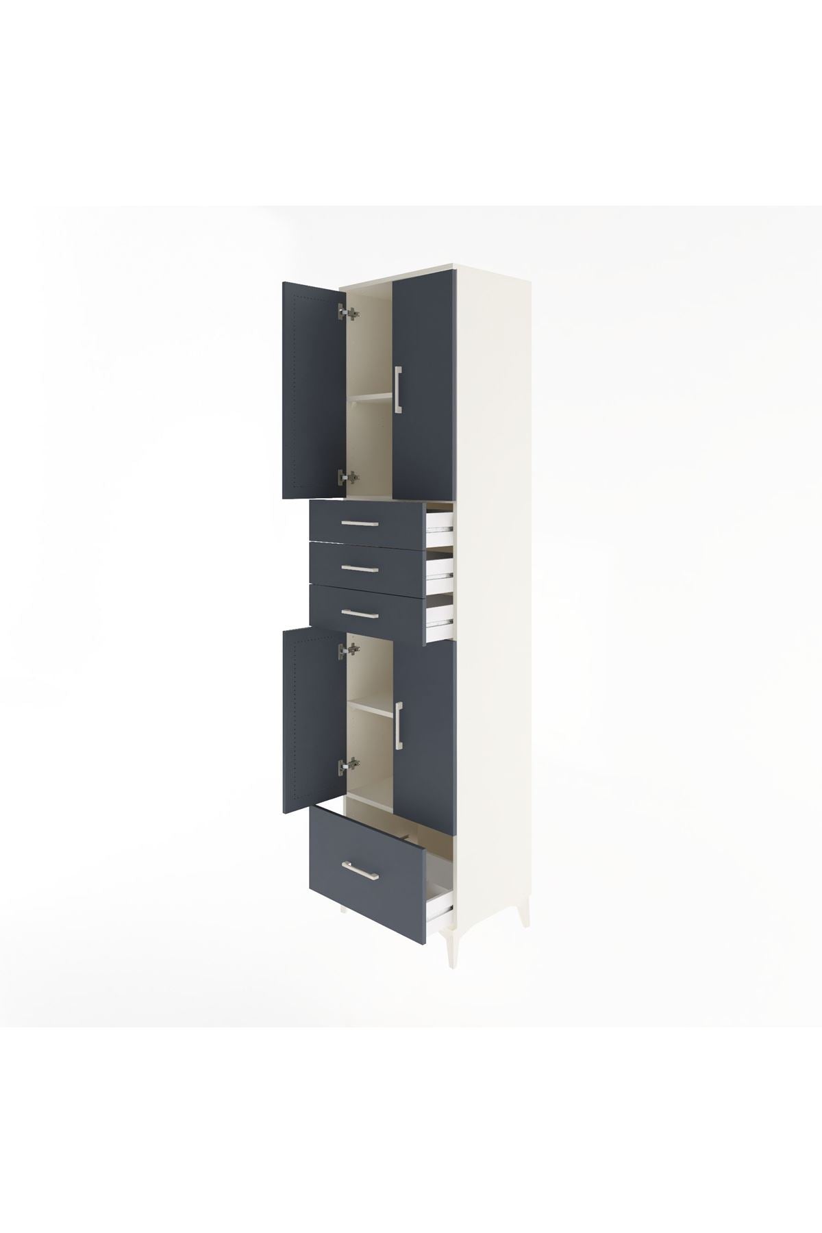 Hyperion Dolap 4 Raflı 4 Çekmeceli 4 Kapaklı 60x44x243 Aytaşı-Antrasit