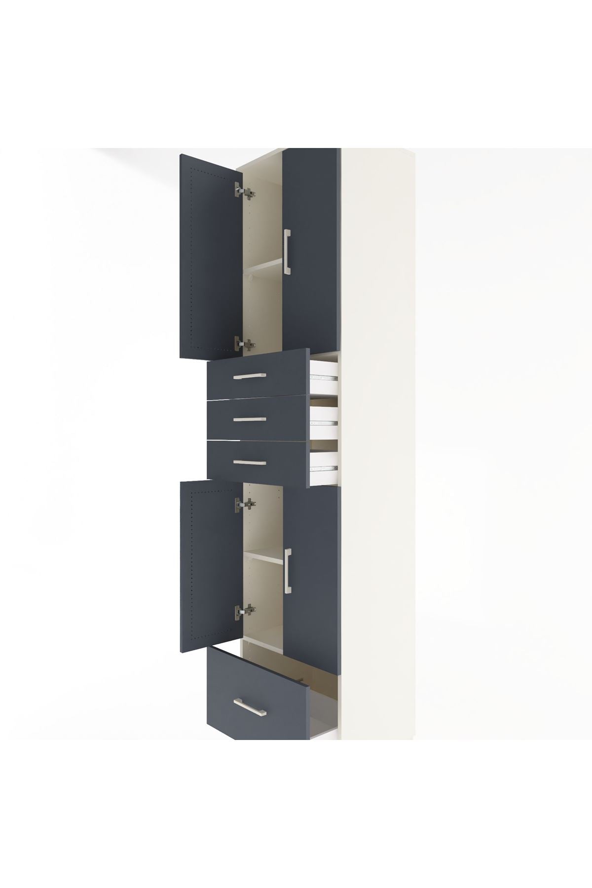 Hyperion Dolap 4 Raflı 4 Çekmeceli 4 Kapaklı 60x44x243 Aytaşı-Antrasit