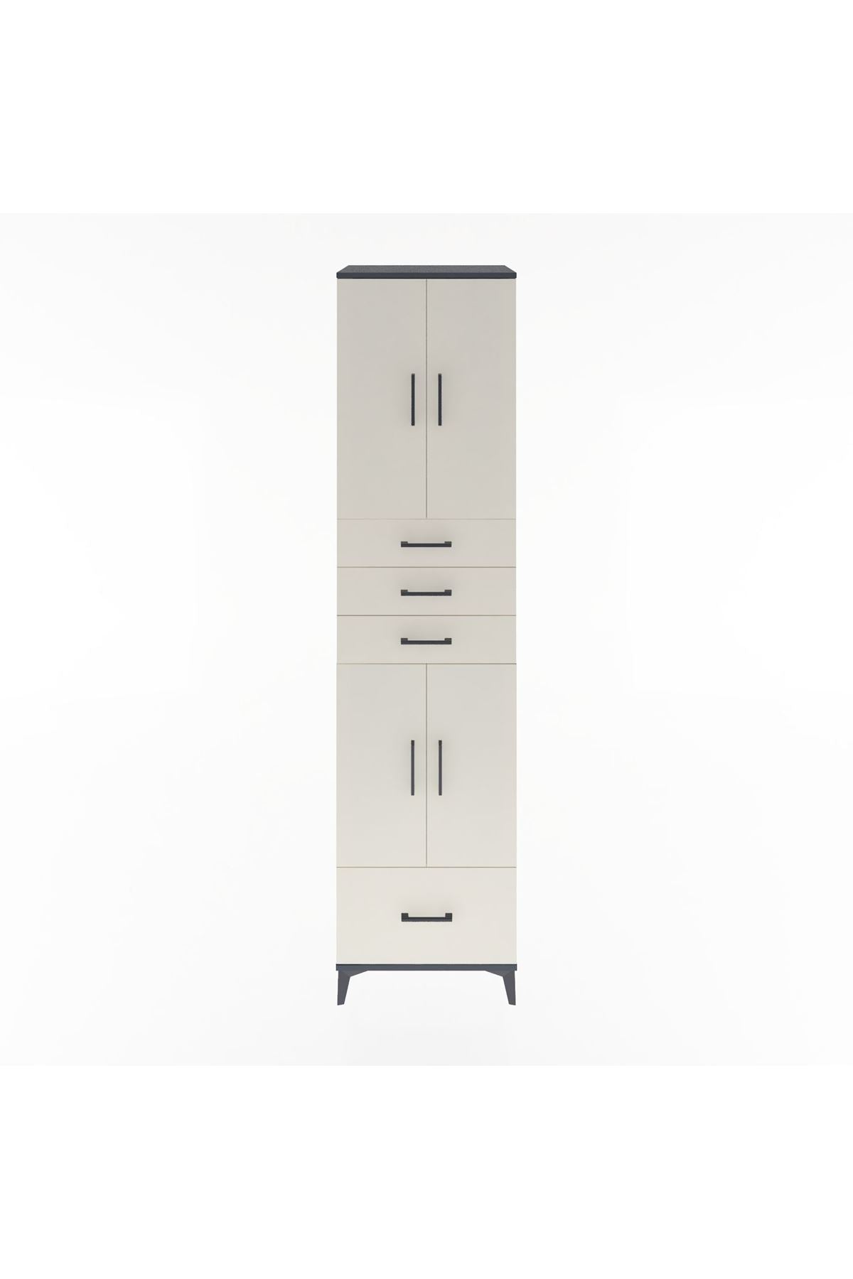 Hyperion Dolap 4 Raflı 4 Çekmeceli 4 Kapaklı 60x44x243 Antrasit-Aytaşı